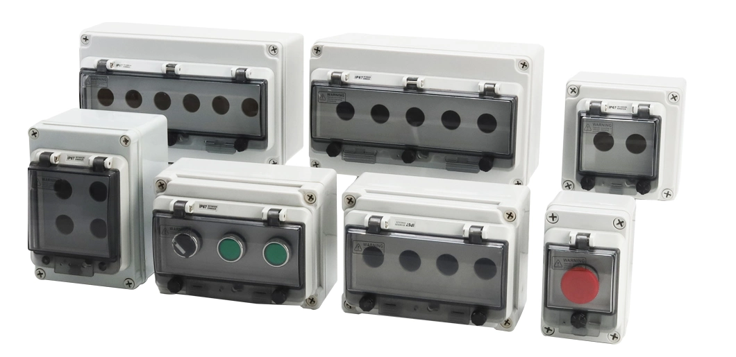 Пластиковая водоустойчивая кнопка переключателя коробки 1п ИП67 АБС материальная кнопка аварийной остановки 440В 10А ориентированная на заказчика