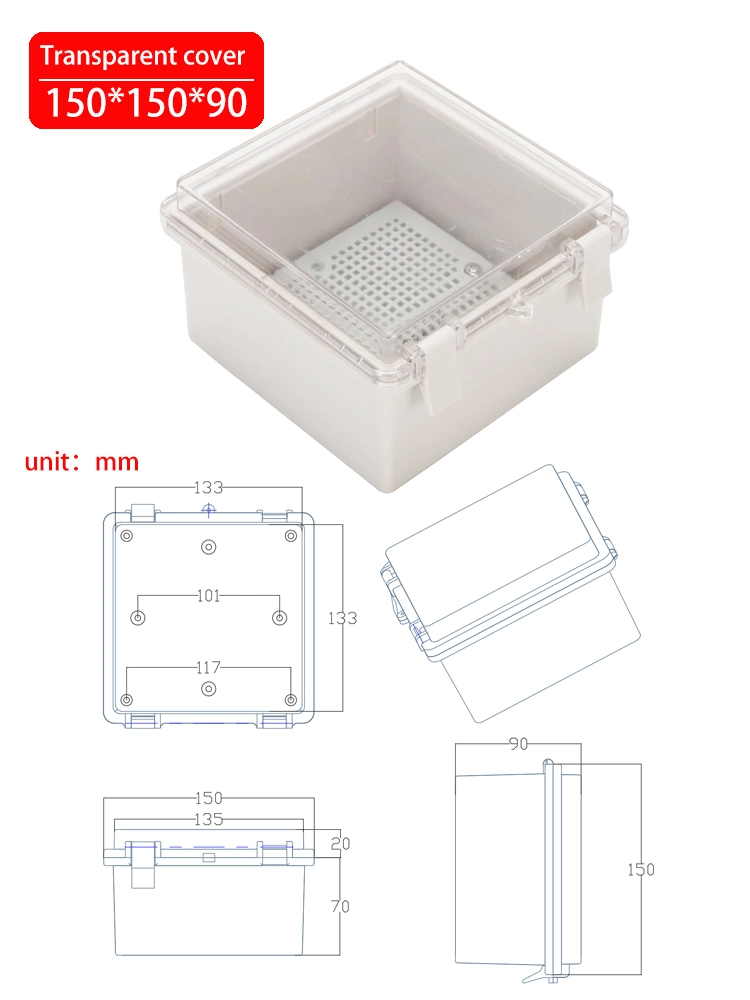 Серые автоматические выключатели АБС ИП66 5,9*5,9*3,5 дюйма крышки 150*150*90мм защищают распределительную коробку