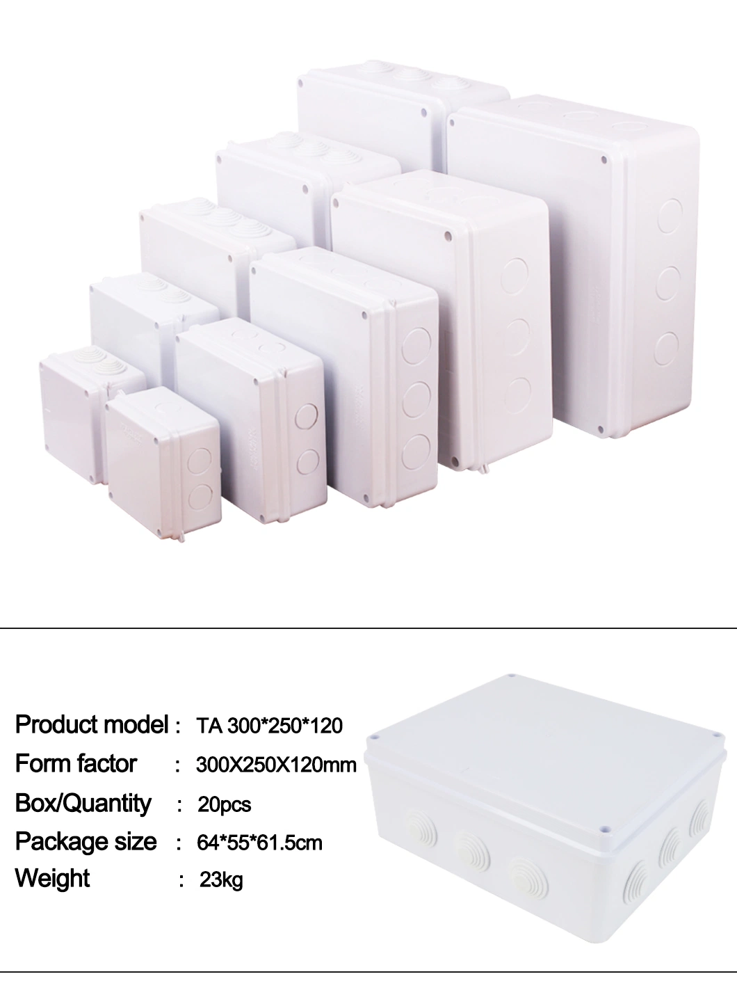 Наружная водонепроницаемая распределительная коробка 300X250X120 мм из АБС-пластика IP65 с белым пятном оптом