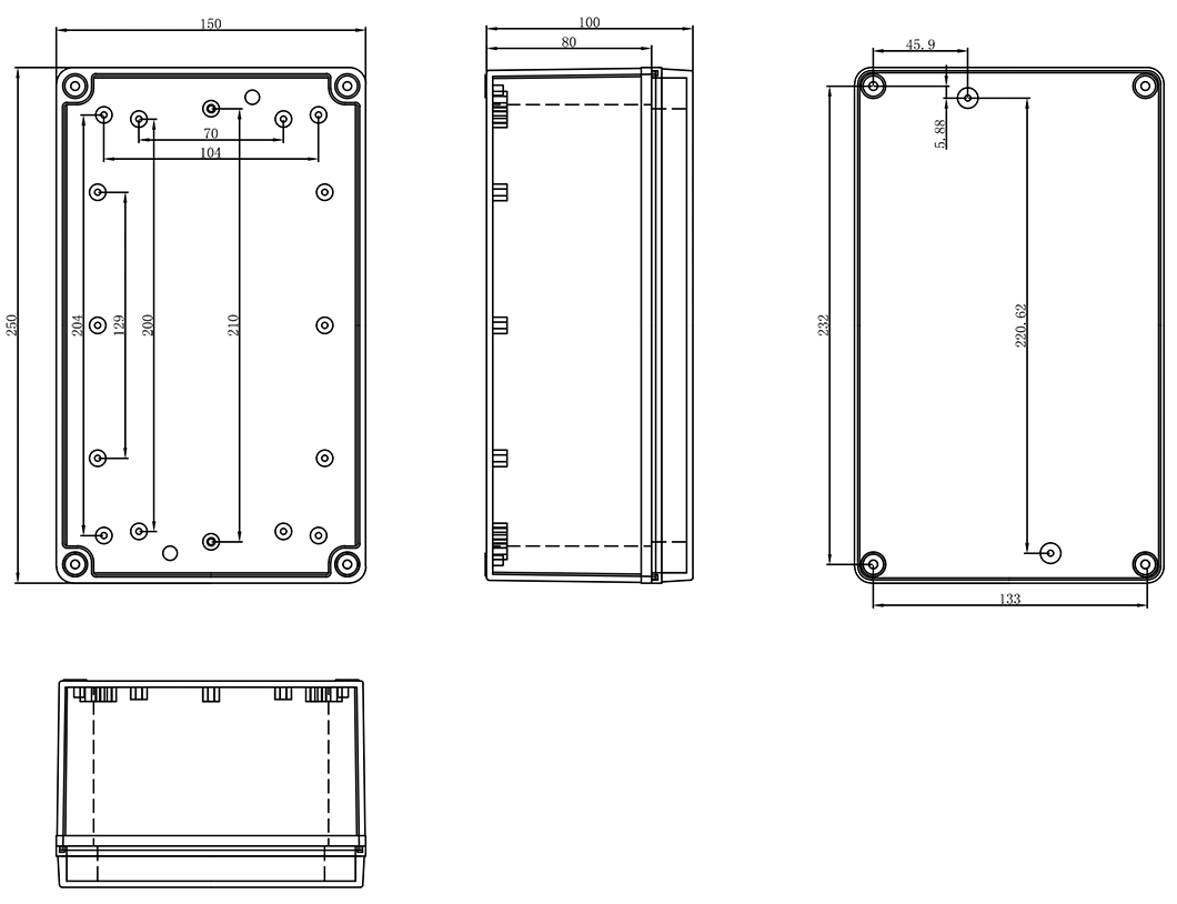 IP67 125*125*100mm 防水外壳塑料盒电子工程户外仪器仪表电气工程箱