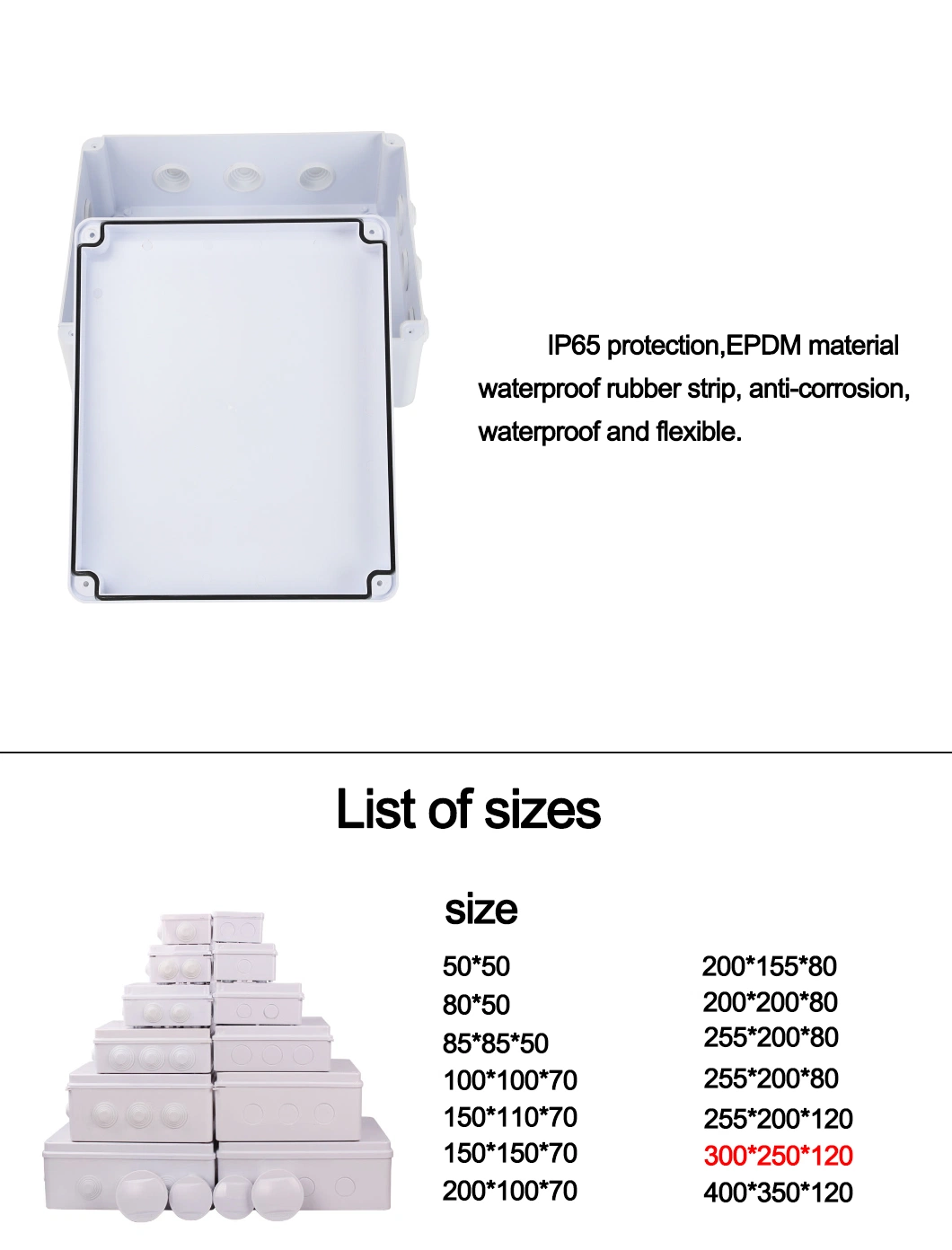 Наружная водонепроницаемая распределительная коробка 300X250X120 мм из АБС-пластика IP65 с белым пятном оптом