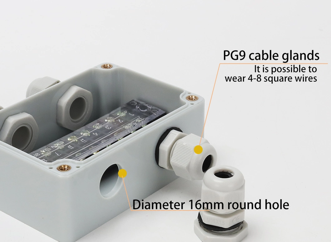一进一出 100*68*50mm ABS 塑料防水接线盒 3.94*2.68*1.97 英寸 CE IP67